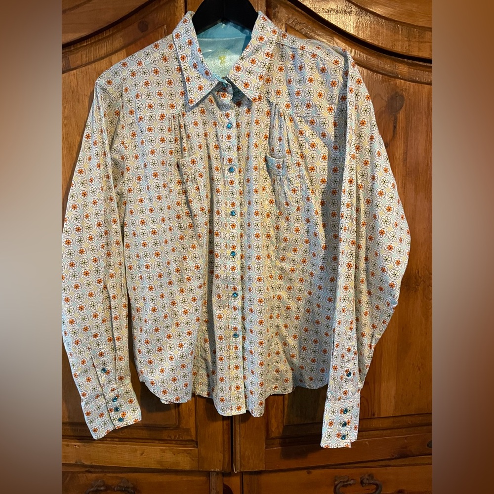 Twenty X western snap cowgirl  XL pretty blue snaps multi color very nice